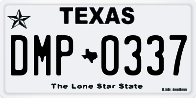 TX license plate DMP0337