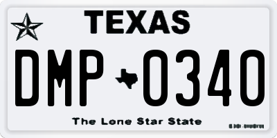 TX license plate DMP0340