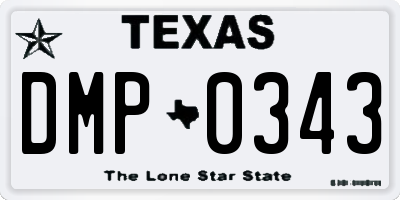 TX license plate DMP0343