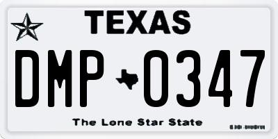 TX license plate DMP0347
