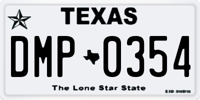 TX license plate DMP0354