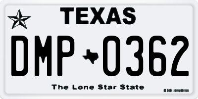 TX license plate DMP0362