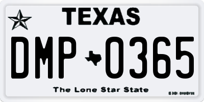 TX license plate DMP0365