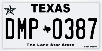 TX license plate DMP0387
