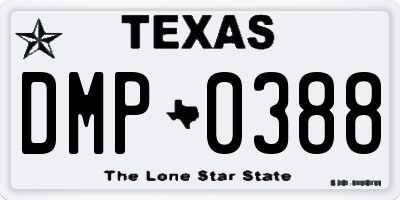 TX license plate DMP0388