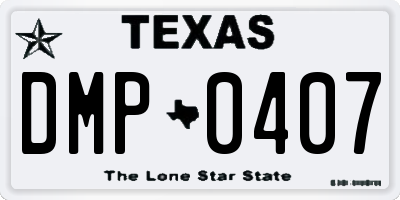 TX license plate DMP0407