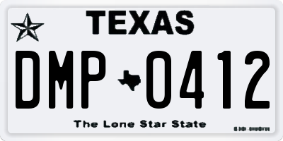 TX license plate DMP0412