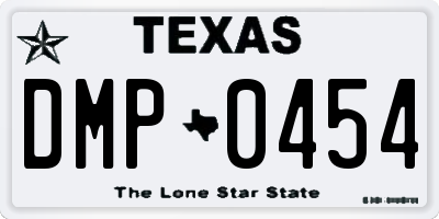 TX license plate DMP0454