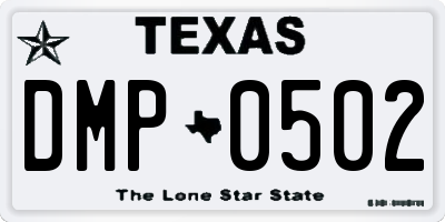 TX license plate DMP0502