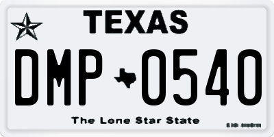 TX license plate DMP0540