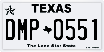 TX license plate DMP0551
