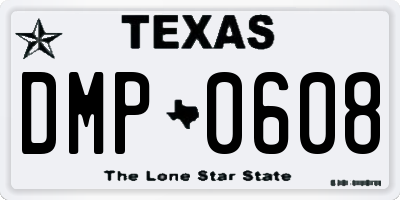 TX license plate DMP0608