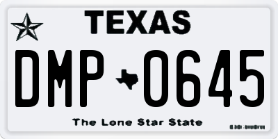 TX license plate DMP0645