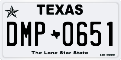 TX license plate DMP0651