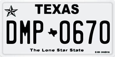 TX license plate DMP0670
