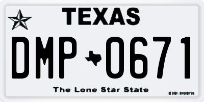 TX license plate DMP0671