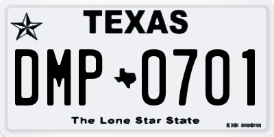 TX license plate DMP0701