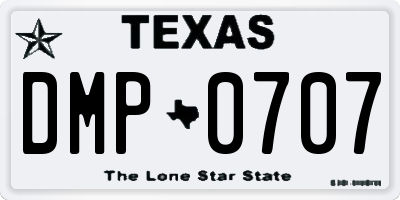 TX license plate DMP0707