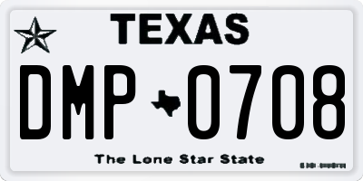 TX license plate DMP0708
