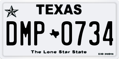 TX license plate DMP0734