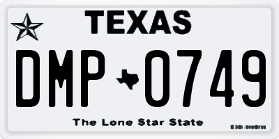 TX license plate DMP0749