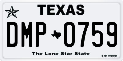 TX license plate DMP0759