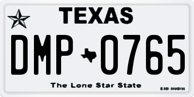 TX license plate DMP0765