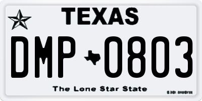 TX license plate DMP0803