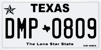 TX license plate DMP0809