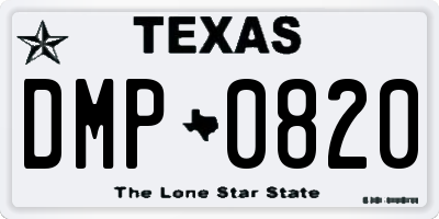 TX license plate DMP0820