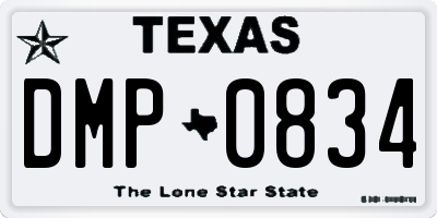 TX license plate DMP0834