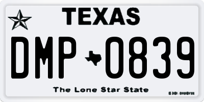 TX license plate DMP0839