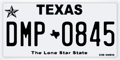 TX license plate DMP0845