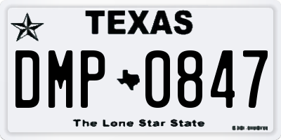 TX license plate DMP0847