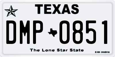 TX license plate DMP0851