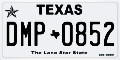 TX license plate DMP0852