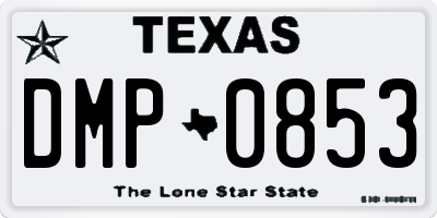 TX license plate DMP0853