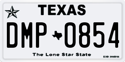 TX license plate DMP0854