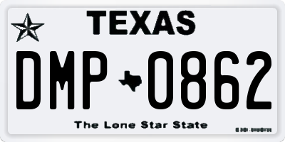 TX license plate DMP0862