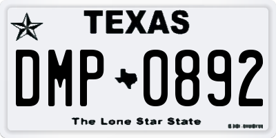 TX license plate DMP0892