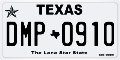 TX license plate DMP0910