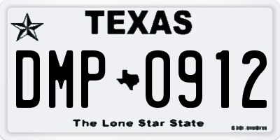 TX license plate DMP0912