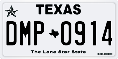 TX license plate DMP0914