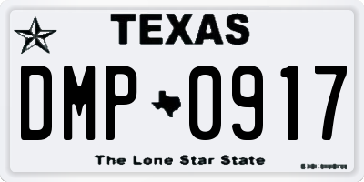 TX license plate DMP0917
