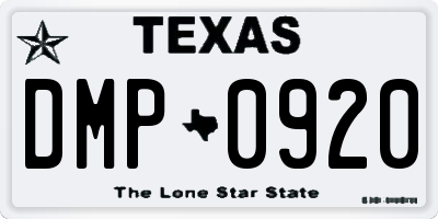 TX license plate DMP0920
