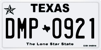 TX license plate DMP0921