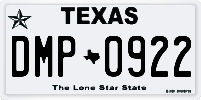 TX license plate DMP0922