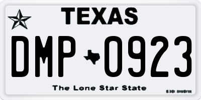 TX license plate DMP0923