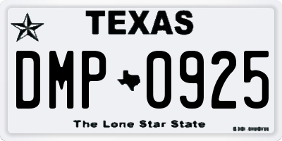 TX license plate DMP0925
