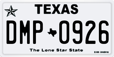 TX license plate DMP0926